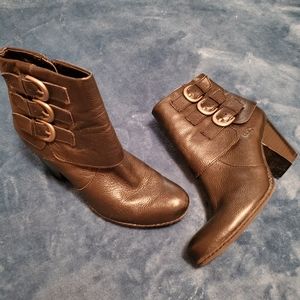 Leather Booties with Buckle Detail